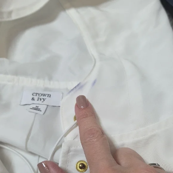 Crown & Ivy Medium Blue and White Hooded Rain Jacket - Picture 7 of 9